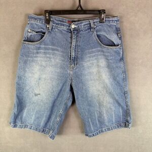 Vintage Y2K Denim Shorts Mens 36 Blue Carpenter Jeans Jorts Baggy Steve & Barrys